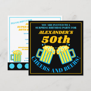 Beer Mugs Cheers And Beers 50th Birthday Party Invitation