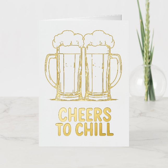 Beer Mugs Clinking Design Foil Greeting Card (Front)