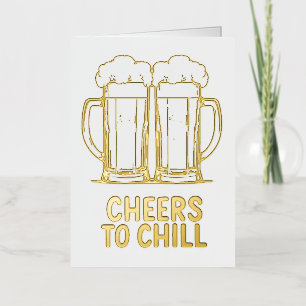 Beer Mugs Clinking Design Foil Greeting Card