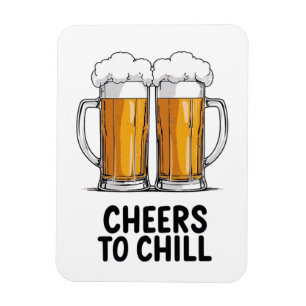 Beer Mugs Clinking Design Magnet