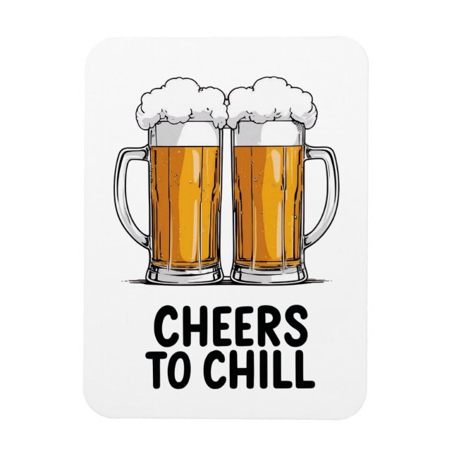 Beer Mugs Clinking Design Magnet (Vertical)