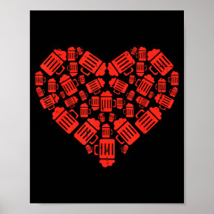 Beer Mugs Heart Funny Valentines Day Drinking Team Poster