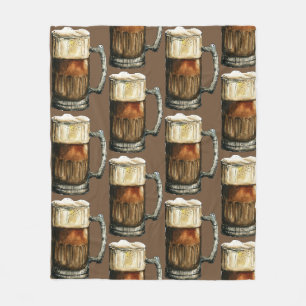 Beer Mugs Pattern Fleece Blanket
