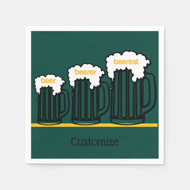 Beer Mugs Personalised Party Napkins (Front)