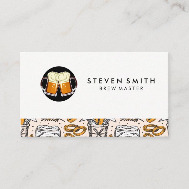 Beer Mugs | Pub Hall Pattern Business Card (Front)
