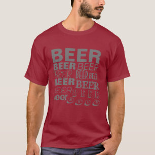 BEER! Multi-Text Grey T-Shirt