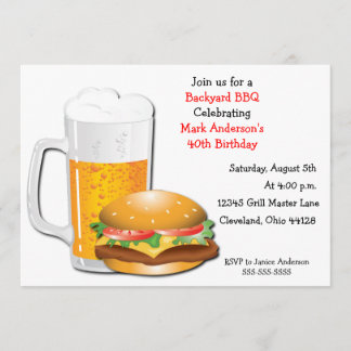 Beer N Cheese Burger Invitation