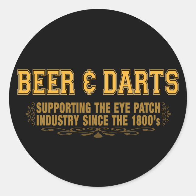 Beer N Darts Classic Round Sticker (Front)