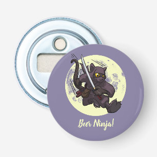 Beer Ninja Black Cat Flying Kick Swords Cartoon Bottle Opener