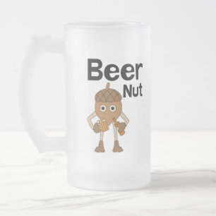 Beer Nut Text Frosted Glass Beer Mug