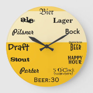 Beer O'Clock Large Clock