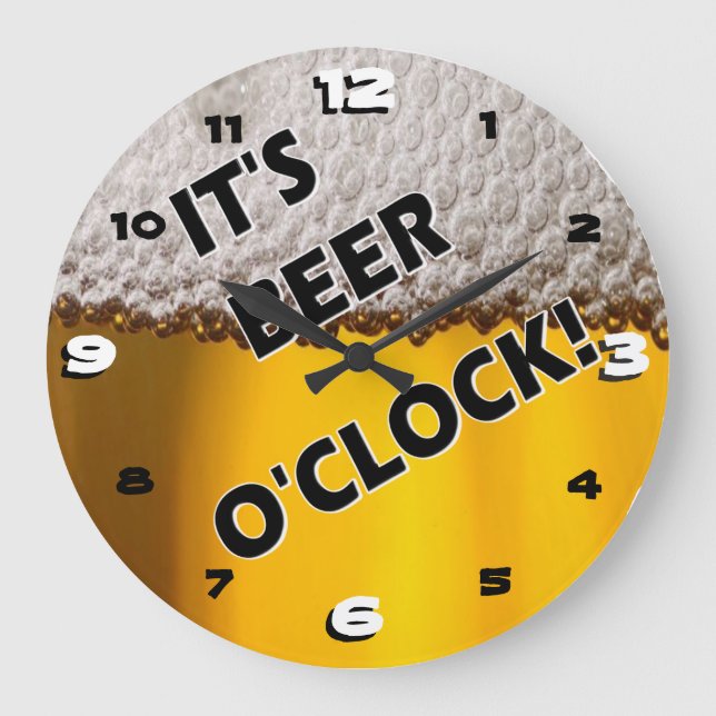 Beer O'clock Somewhere Large Clock (Front)