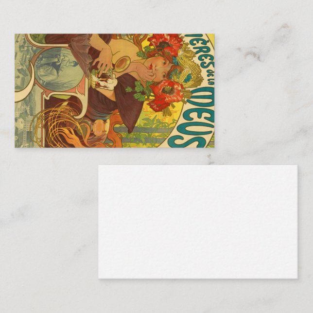 Beer of the Meuse, 1897 by Alphonse Mucha Business Card (Front/Back)