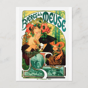 Beer of the Meuse Alphonse Mucha Fine Art Postcard
