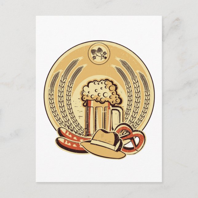 Beer Oktoberfest Label Vintage Graphic Postcard (Front)