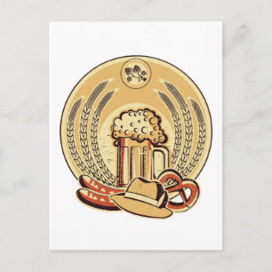 Beer Oktoberfest Label Vintage Graphic Postcard