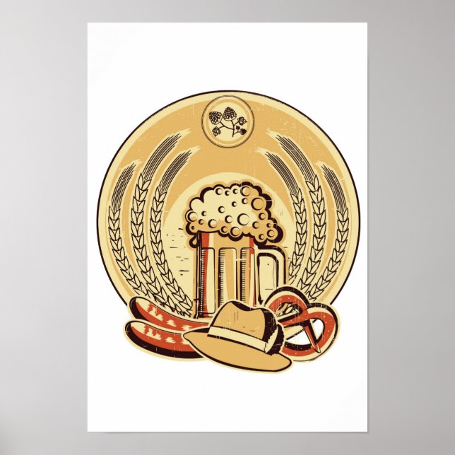 Beer Oktoberfest Label Vintage Graphic Poster (Front)