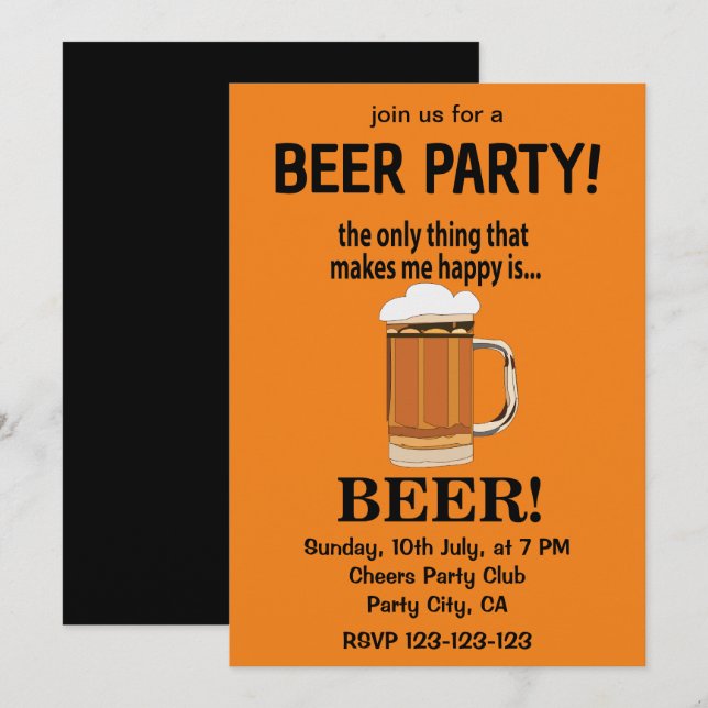 Beer Party Drinking Beer Invitation (Front/Back)