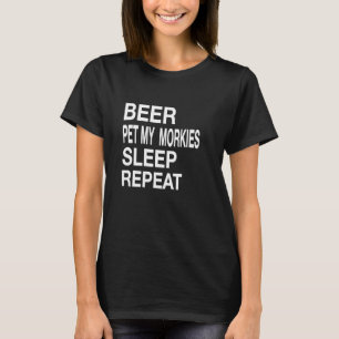 Beer Pet Morkies Sleep Repeat White L Dog Love T-Shirt