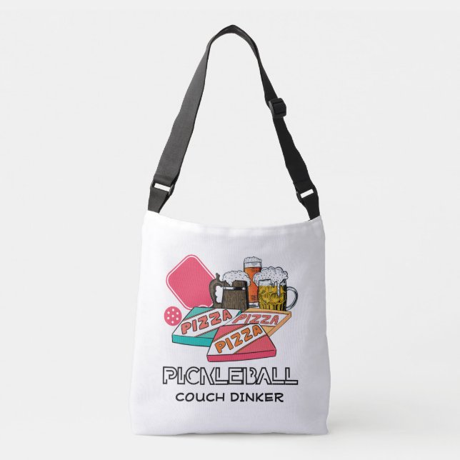 Beer Pizza Couch Dinker PICKLEBALL Crossbody Bag (Front)