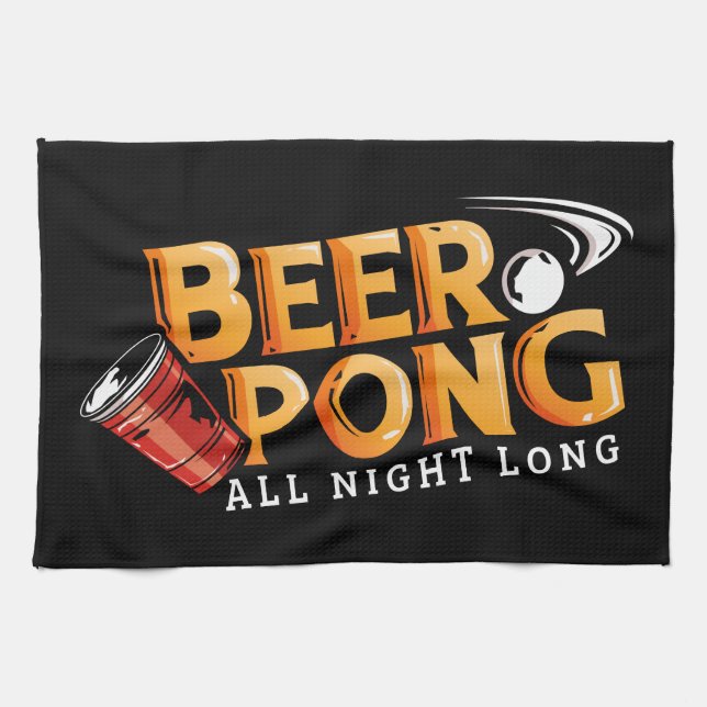 Beer Pong All Night Long Custom Team Tea Towel (Horizontal)