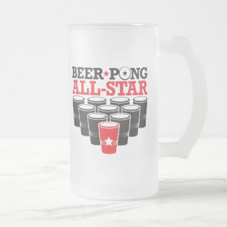 Beer Pong All Star Frosted Glass Beer Mug
