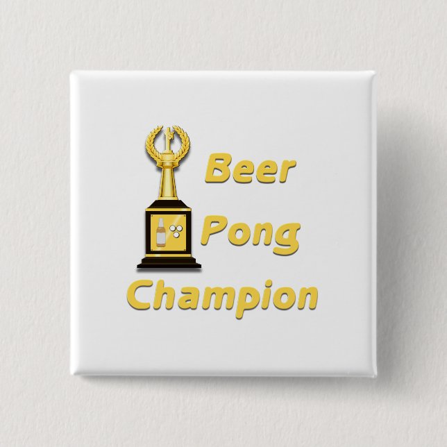 Beer Pong Champion 15 Cm Square Badge (Front)