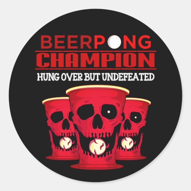 Beer Pong Champion Classic Round Sticker (Front)