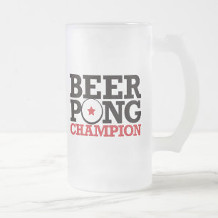 Beer Pong - Champion Frosted Glass Beer Mug