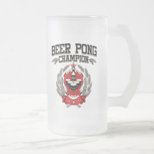 Beer Pong Champion Frosted Glass Beer Mug