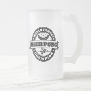 Beer Pong Champion Frosted Glass Beer Mug