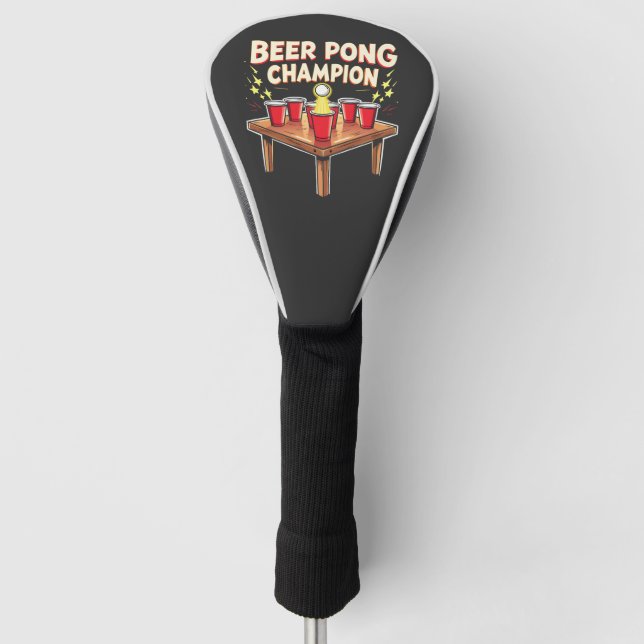 Beer Pong Champion Ping Pong Drinking Golf Head Cover (Front)
