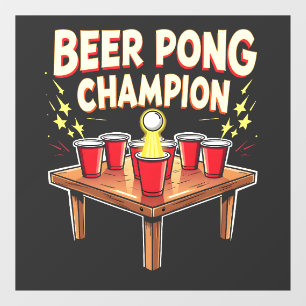 Beer Pong Champion Ping Pong Drinking Window Cling