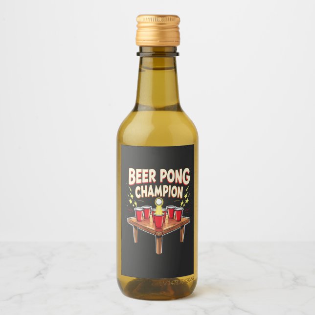 Beer Pong Champion Ping Pong Drinking Wine Label (Front)