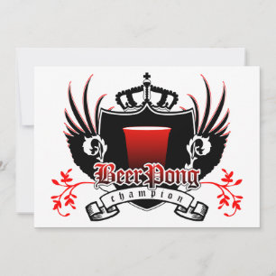 beer pong champion royal crest invitation