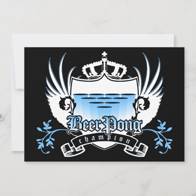 beer pong champion royal crest invitation (Front)