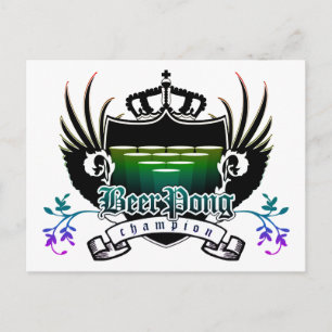 beer pong champion royal crest postcard