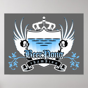 beer pong champion royal crest poster