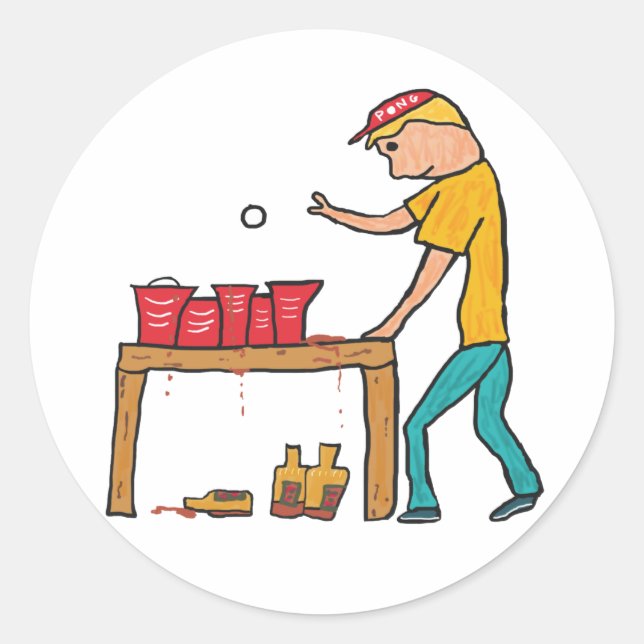 Beer Pong Classic Round Sticker (Front)