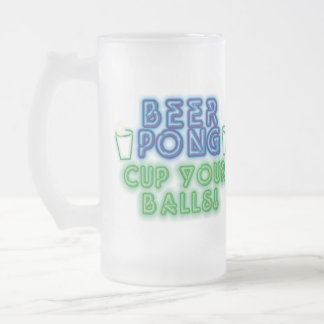 Beer Pong Frosted Glass Beer Mug
