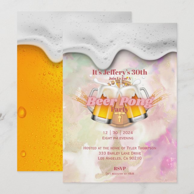 Beer pong Invitation (Front/Back)