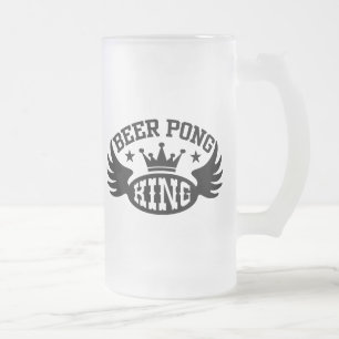 Beer Pong King Frosted Glass Beer Mug