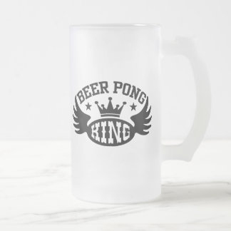 Beer Pong King Frosted Glass Beer Mug