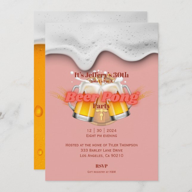Beer pong party Invitation (Front/Back)