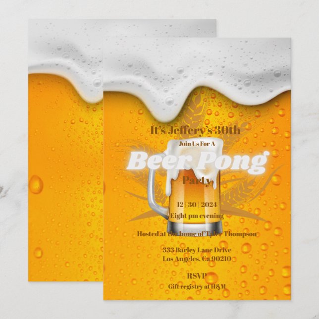 Beer pong party Invitation (Front/Back)