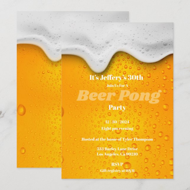 Beer pong party Invitation (Front/Back)