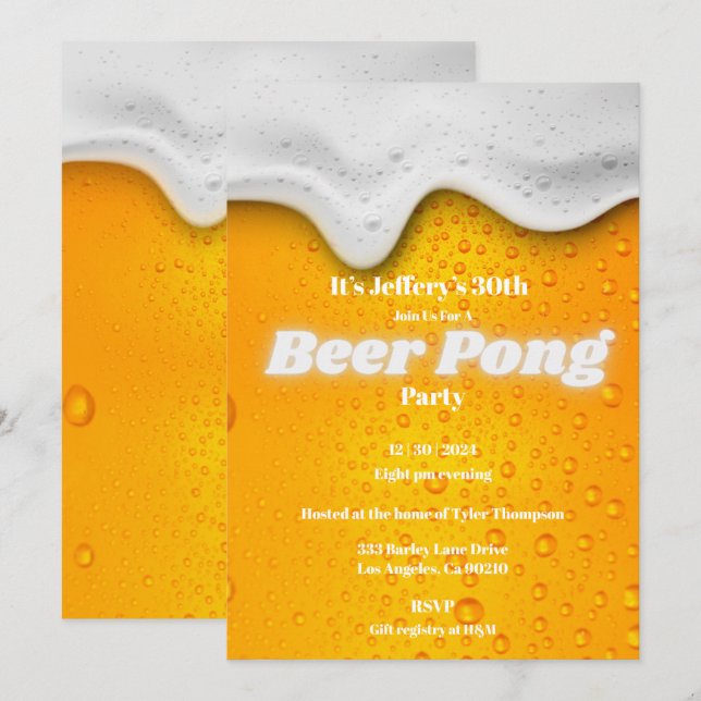 Beer pong party Invitation (Front/Back)