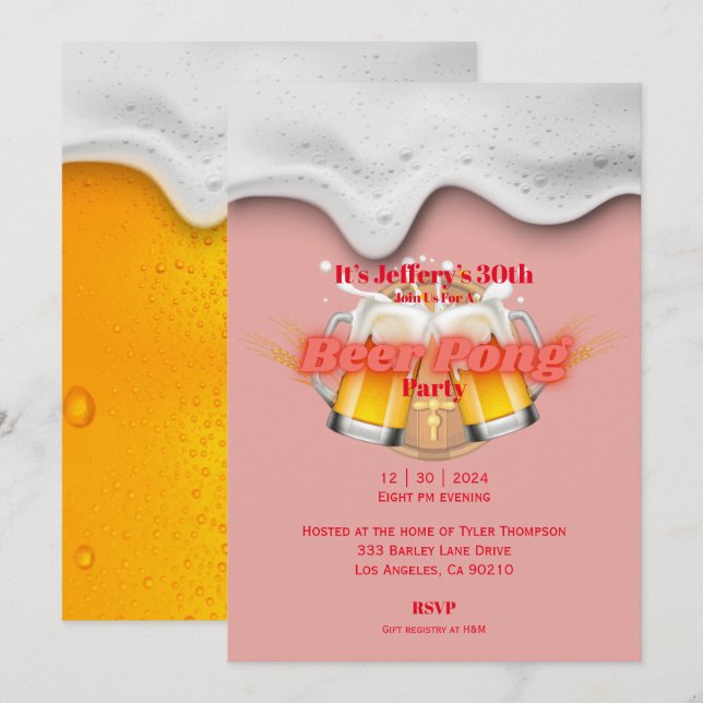 Beer pong party Invitation (Front/Back)