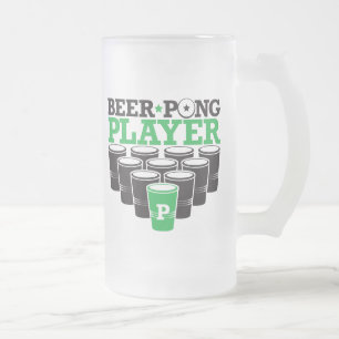 Beer Pong Player Frosted Glass Beer Mug