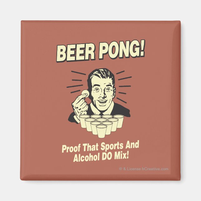 Beer Pong: Proof Alcohol & Sports Mix Magnet (Front)
